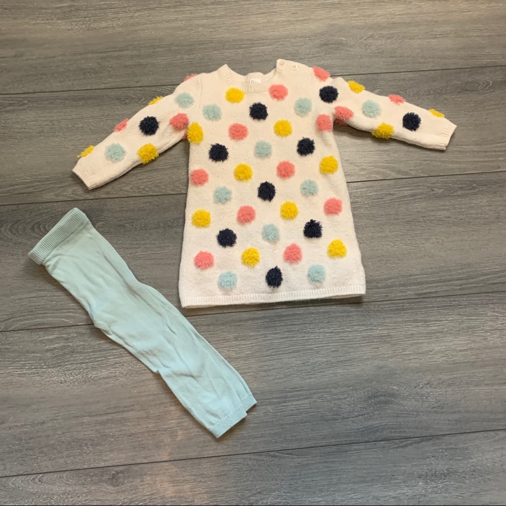 Pom Pom Dress with Tights 18M